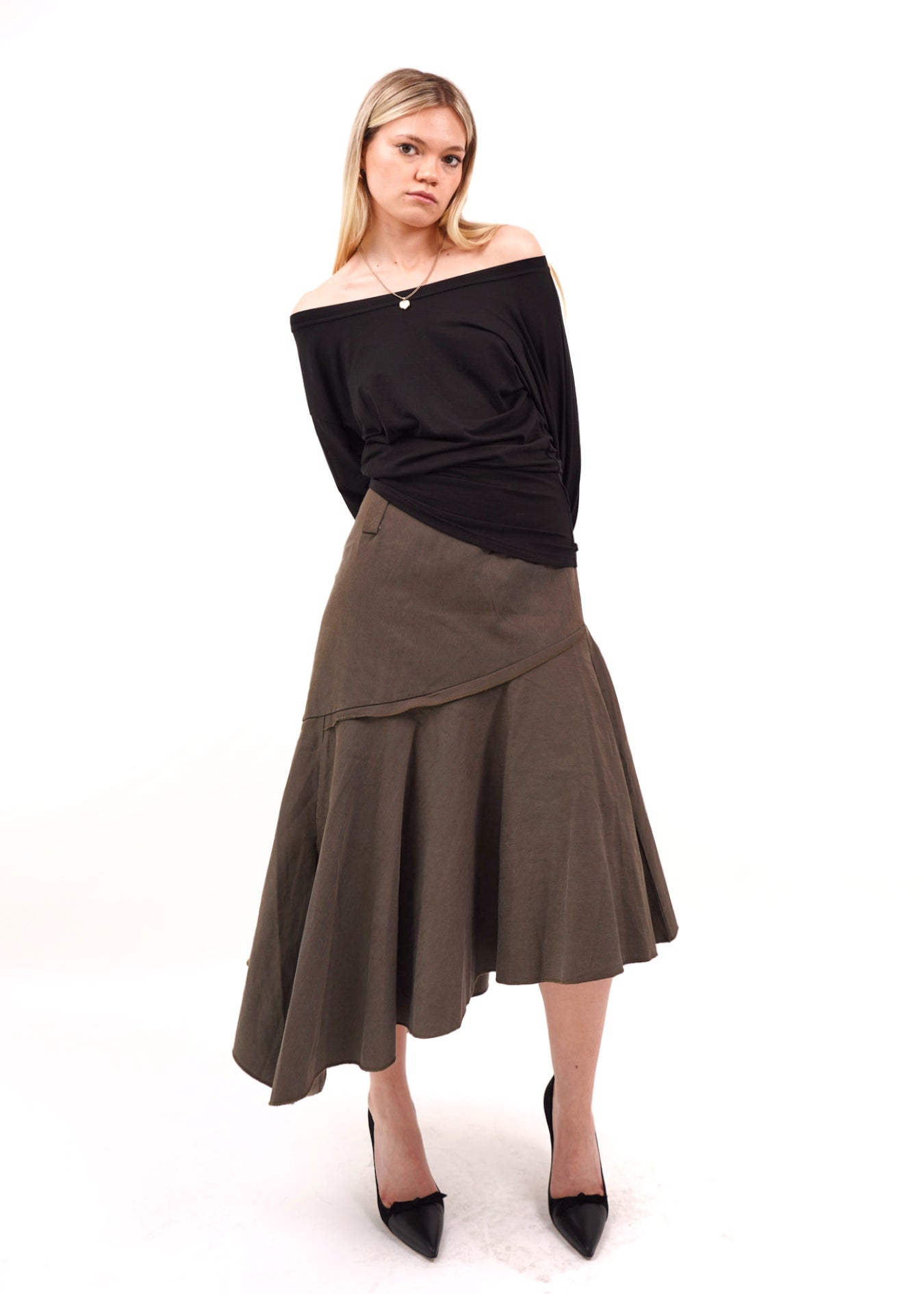 Low-Rise Flared Midi Skirt - Billies UK