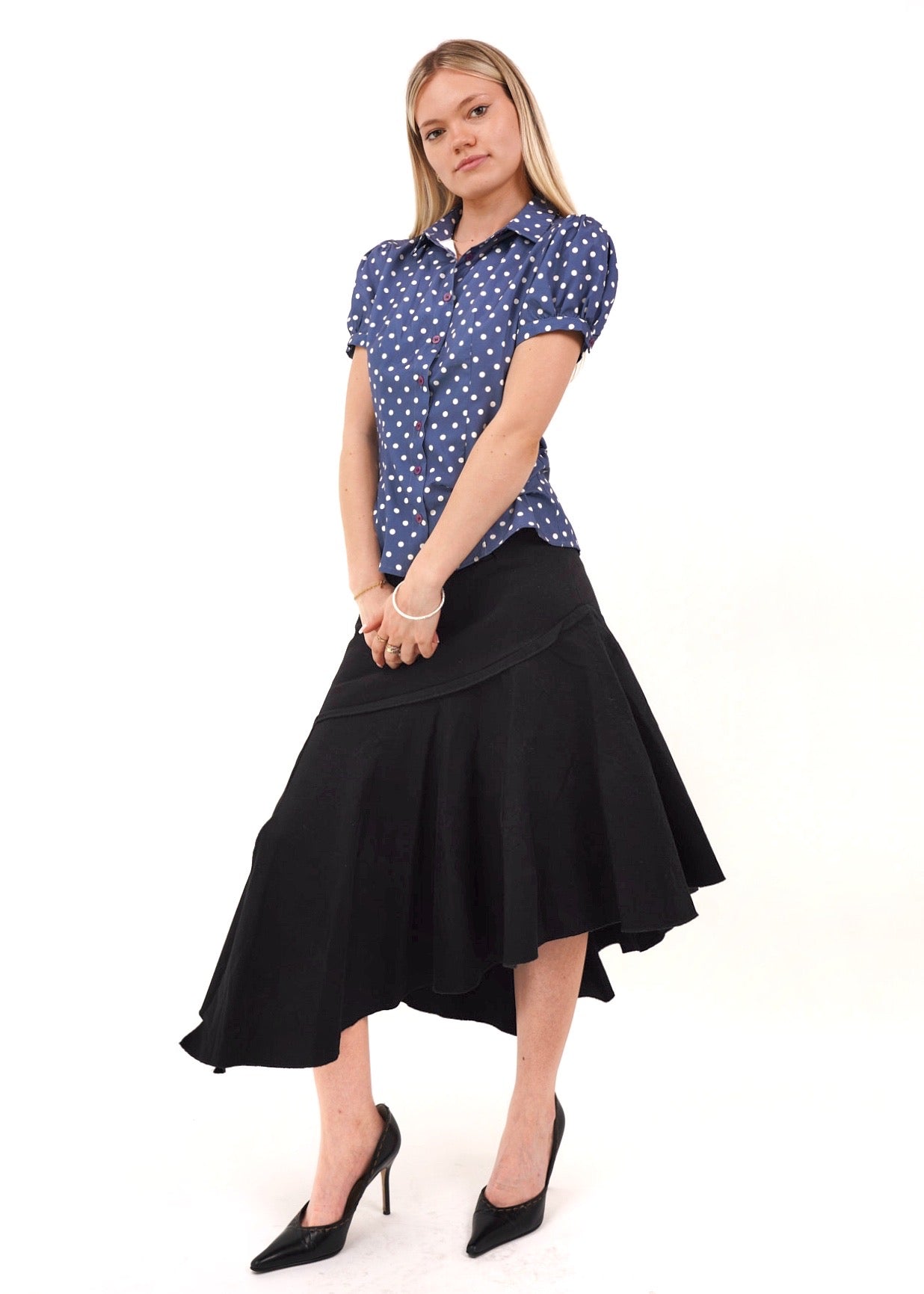 Low-Rise Flared Midi Skirt - Billies UK