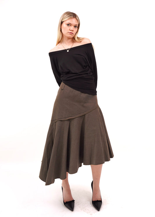 Low-Rise Flared Midi Skirt - Billies UK